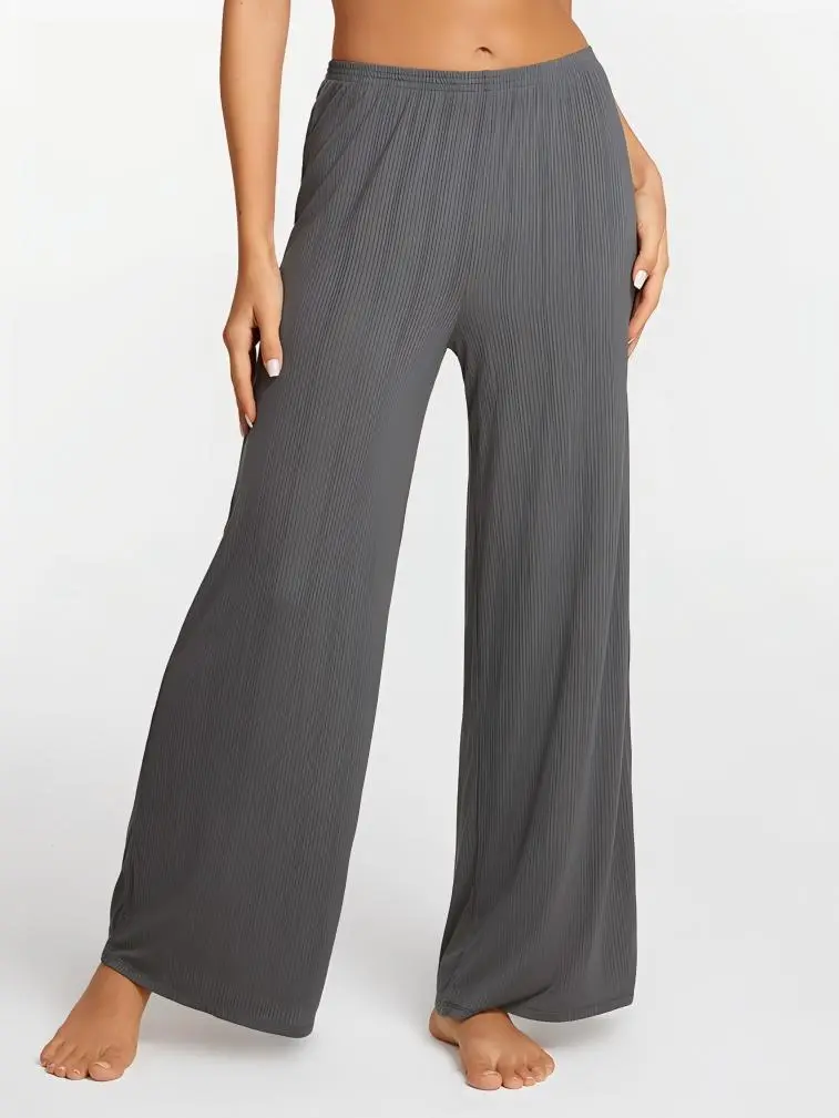 SOULVOR Women's Natrelax Pajamas Pants Wide Leg Casual Modal Ribbed Loose Fit Sleep Soft Comfort Flowy Lounge Pj Bottom