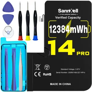 SannXell Upgraded High Capacity Battery for iPhone 14 Pro Replacement, 12384mWh Ultra Long Lasting Li-ion Battery for iPhone 14 Pro, 0 Cycle A2650 A2889 A2890 A2891 A2892 Model,with Full Repair Tool Kit