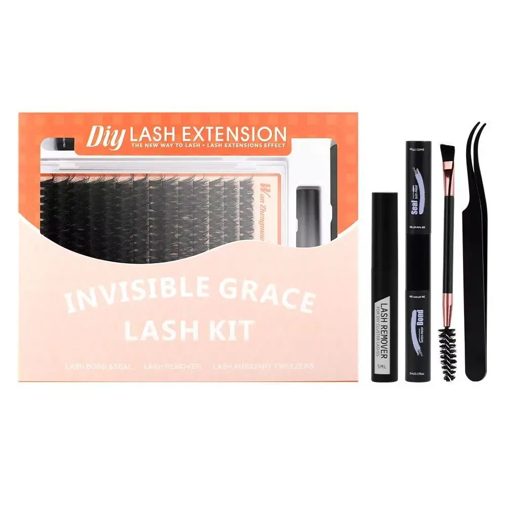 D Curl DIY Cluster Lashes Kit, Mega Volume Individual Lash Extensions 8-18mm, Large Capacity Wispy False Eyelashes with Bond & Seal for At Home Lash Extensions