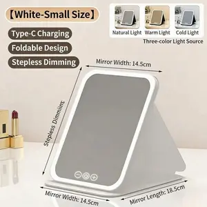 LED Vanity Mirror - Portable, Foldable with Lamp - Desk Top Light for Makeup