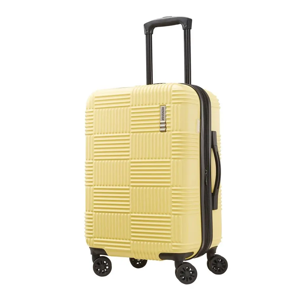 American Tourister NXT Checkered Hardside Carry On Spinner Suitcase - Yellow American Tourister NXT Checkered Hardside Carry On Spinner Suitcase - Yellow