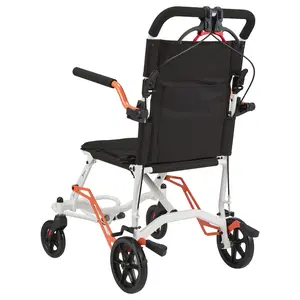 Transport Wheelchair Lightweight Foldable Weighs Only 18 Lbs, Ultra Lightweight Elderly Transport Wheelchair, Removable Flip Armrests, with Locking Handbrake, Supports 220 Lbs, Swinging Footrests