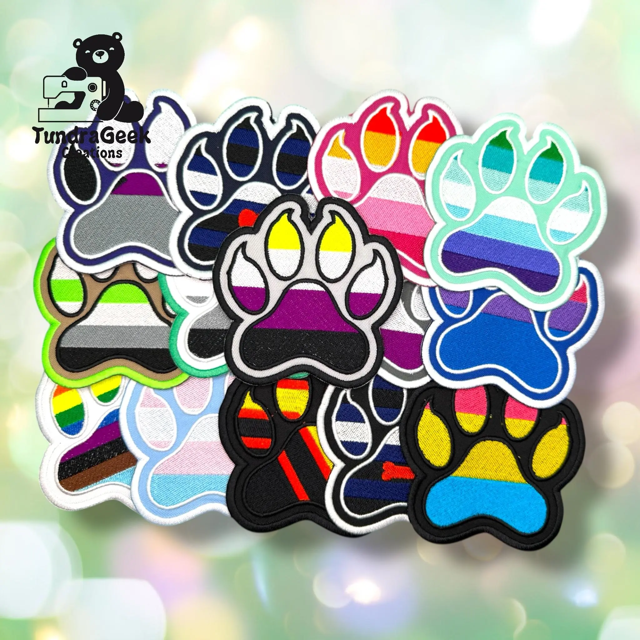 Pride Paw Patch | Embroidered Sew-On Patch | LGBTQ Pride Patch | Furry Pride | Iron-On Backing