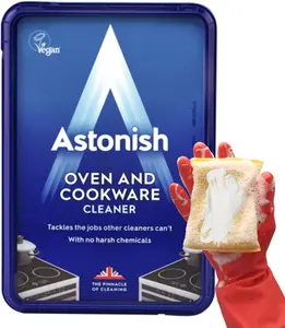 Astonish Oven & Cookware Cleaning Paste For Glass, Appliances, Ceramics, Stovetop & Pyrex - All Purpose Kitchen Cleaner - Heavy Duty Stainless Steel Degreaser Removes Baked On Grease & Grime 150g Tub
