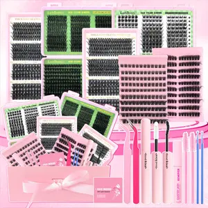 Lash Extensions Gift Set, 1 Set DIY Eyelash Extensions Includes Natural to Thick Styles, Lash Clusters bundle, Volume Lash Clusters, Makeup For Girls Beginner Friendly, Eyelashes Clusters, Self Grafting Curling Fake Eyelashes for Women