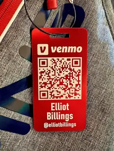Golf Bag Tag - Venmo PayPal QR Code - Custom Engraved Metal Tag - Luggage Tag - Personalized - Payment - Golf Gift Idea - 4"x2"