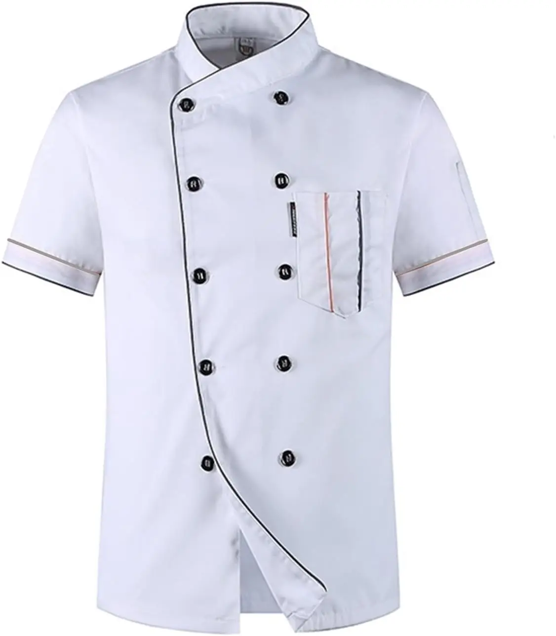 Men's Chef Coat Uniform Short Sleeve Cook Jacket Restaurant Kitchen Work Breathable Clothes