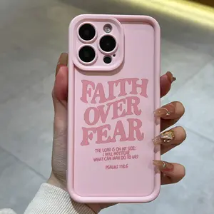 Pink Phone Case - Stylish Design with English Letter Quotes, Shockproof Protection, Durable TPU Cover for iPhone 16 Protective Smartphone