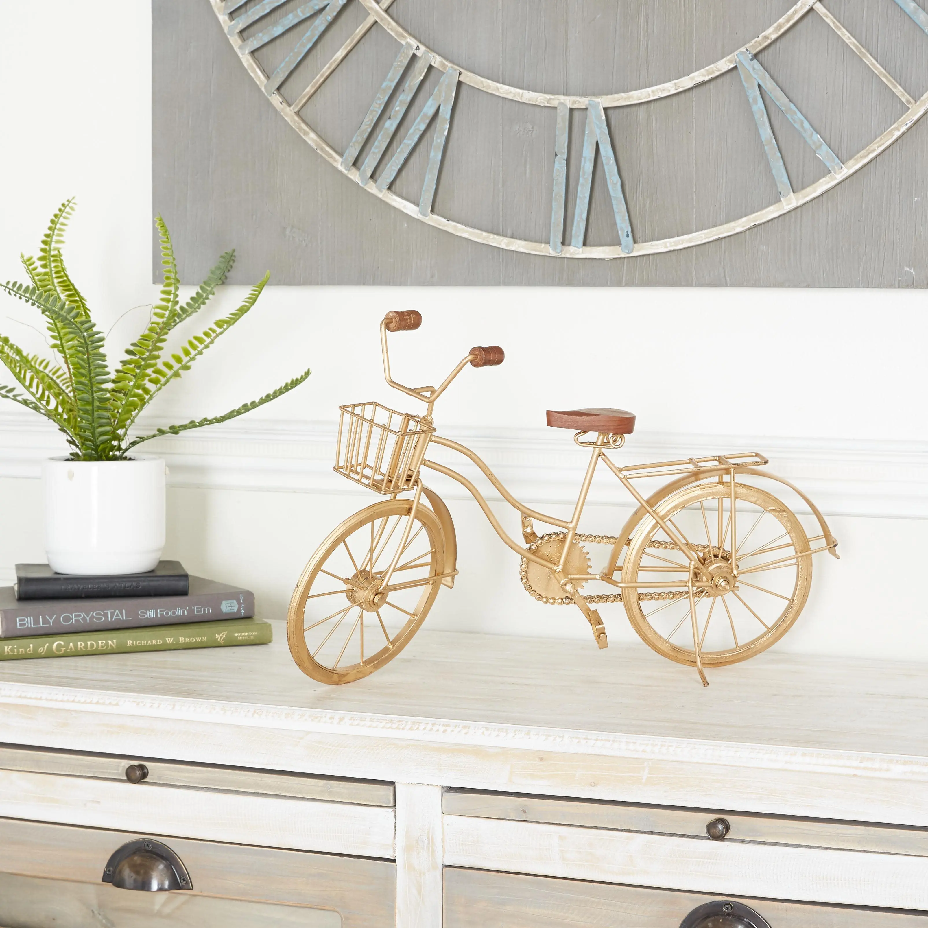 Brown Metal Bike Decorative Sculpture, 19" x 5" x 12"