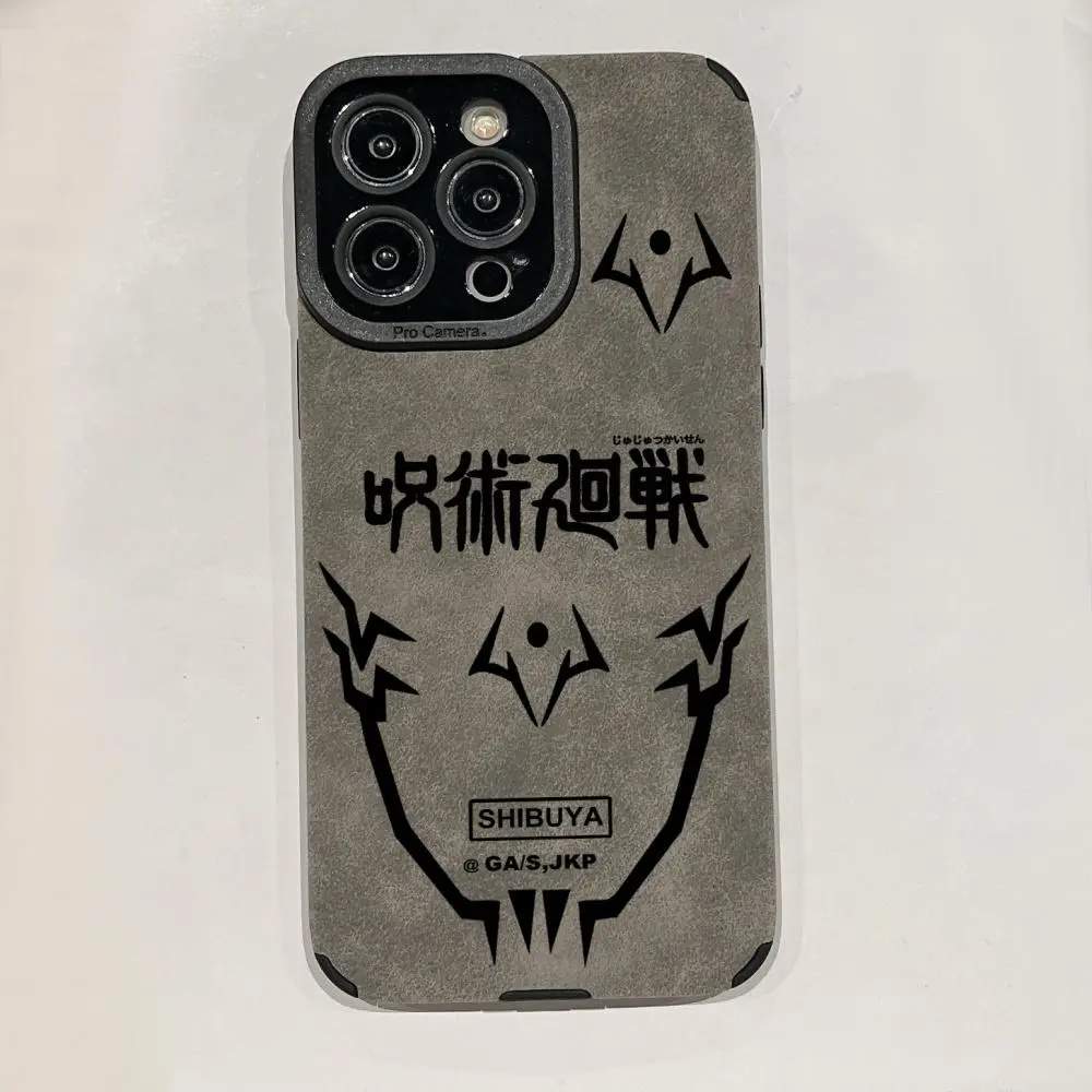 Luxury Hot Anime Jujutsu Kaisen Gojo Satoru Soft Silicone Phone Cases for IPhone 17 16 15 14 13 Promax Pro Air Leather Silicone Shockproof Cover Protection