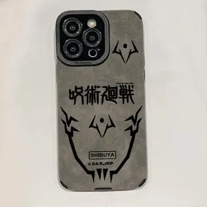 Luxury Hot Anime Jujutsu Kaisen Gojo Satoru Soft Silicone Phone Cases for IPhone 17 16 15 14 13 Promax Pro Air Leather Silicone Shockproof Cover Protection