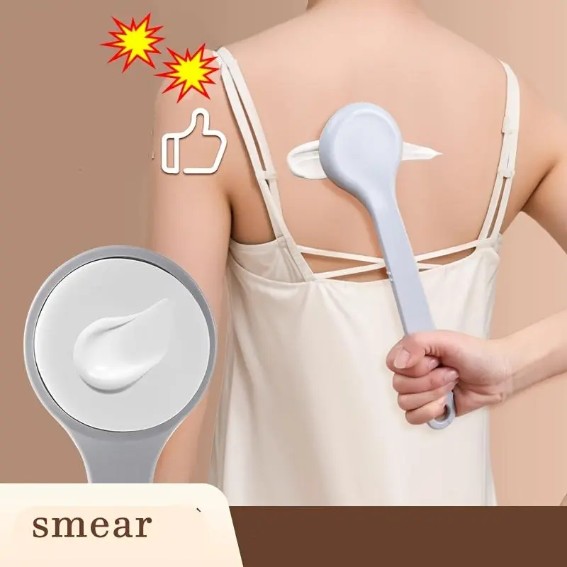 Eco-Friendly Foldable Long-Handled Body Lotion Applicator with High-Tenacity Rubber Body Brush, Sponge Pad - Bathroom Gadget, Home Accessory for Post-Bath Lotion Application