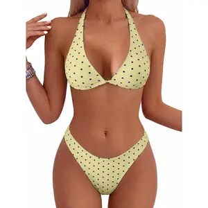 Women's Triangle Bikini Sets Halter String Two Piece Swimsuits High Cut Cheeky Bathing Suit
