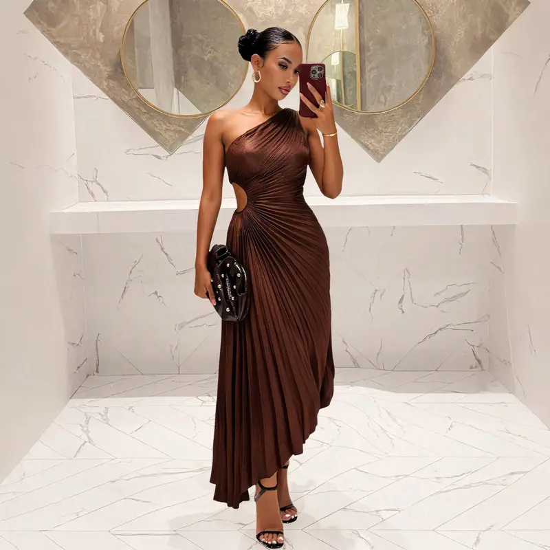 Wedding guest dress brown dress - TikTok Shop