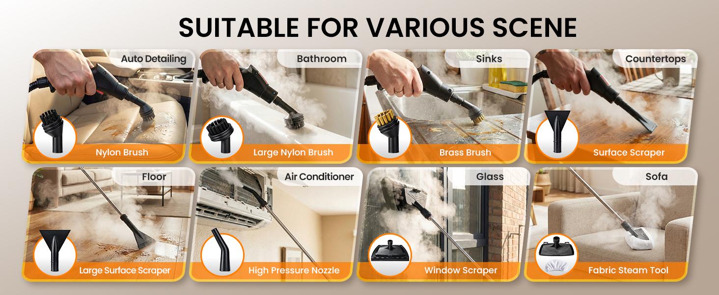 EasyWox Handheld Pressurized Steam Cleaner, Handheld High Temp Portable Cleaning,Multipurpose Steamer for Home Use, Pressurized Steamer for Cleaning Floor, Upholstery