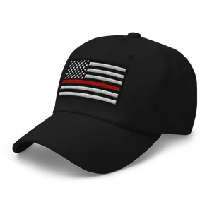 RIVEMUG NX Thin Red Line American Flag Embroidered Curved Bill Cap Relaxed Fit Low Crown Adjustable USA Hat