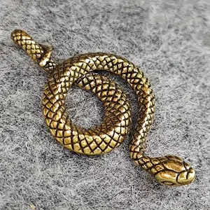 1piece 3D snake cast animal mini statue, retro style metal sculpture ornament, home office desktop decoration, collecting decorative gifts