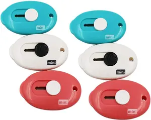 6-Pack Mini Utility Knives – Retractable Box Cutters & Letter Openers, Compact Multipurpose Cutting Tools in Blue, Pink & White