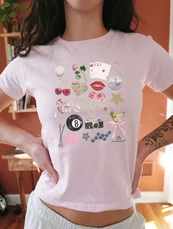 Y2K Baby Tee, Coquette Shirt, Lucky Girl Syndrome Shirt, 90s Baby Tee, Downtown Teenage Girl Gift, Soft Girl Era Coquette Clothing Crop Top