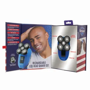 Barbasol Signature Rechargeable LCD 5 Head Shaver Wet-Dry Electric Comes with Polishing Brush for Men