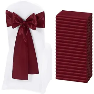 REWOMC 50/100 Pack Satin Chair Sash Chair Decorative Bow Designed for Thanksgiving Wedding Banquet Party Home Kitchen Decoration