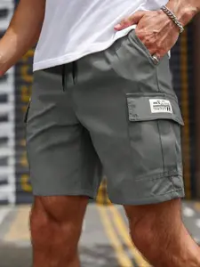 Men's Solid Color Flap Pocket Cargo Shorts, Regular Fit Casual Fashion Comfy Shorts for Summer, Men's Bottoms for Daily Wear, Breathable Athletic Shorts, Gym Sports Shorts