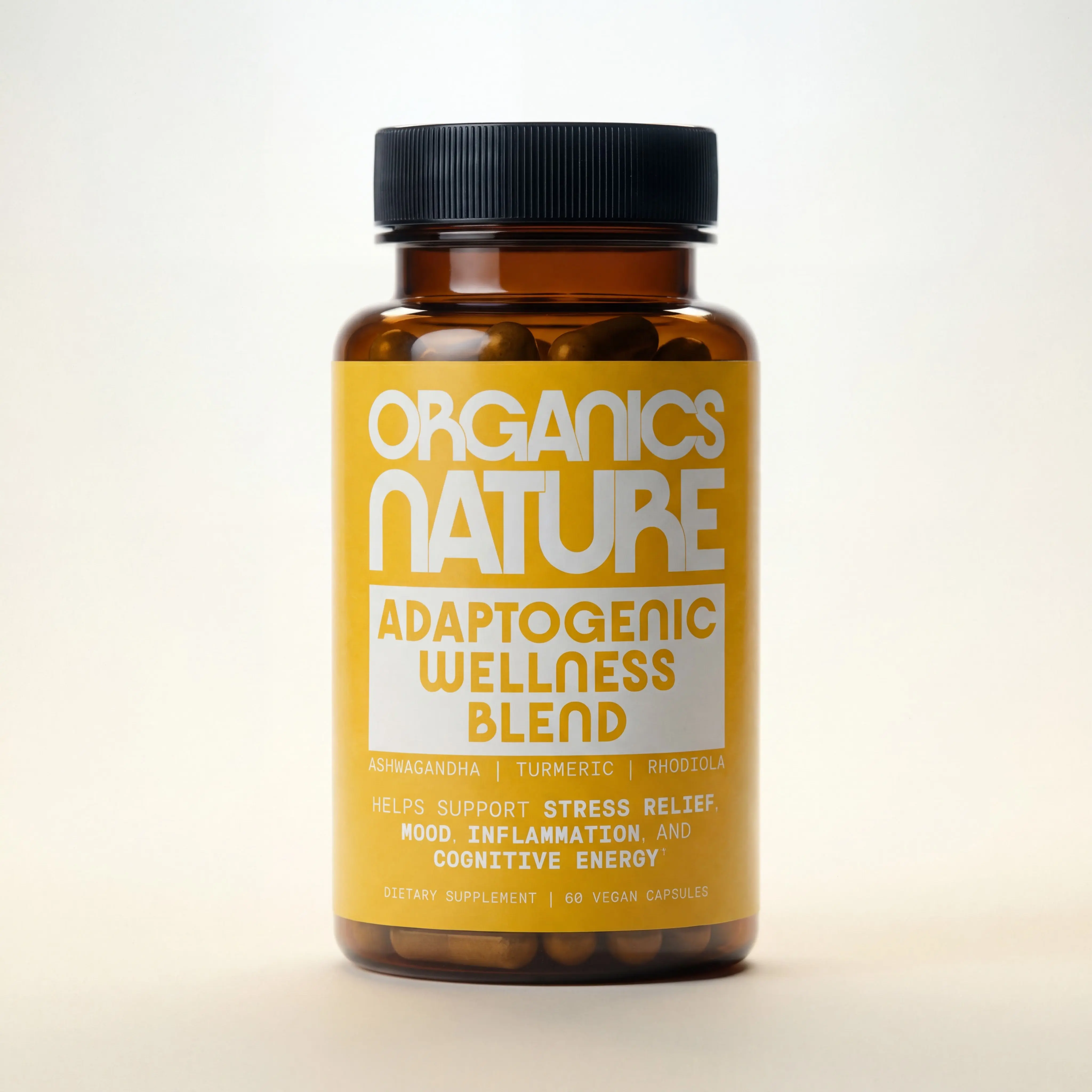 Adaptogenic Wellness Blend Capsules + Stress Adaptation~ Decrease Inflammation ~ Mood Balance. With Ginger, Tumeric & Ashwagandha!