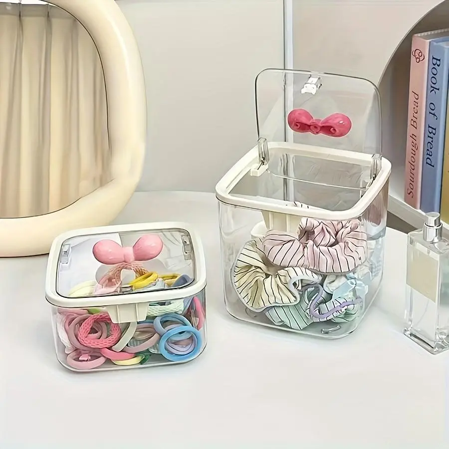 Hair Accessories Storage Organizer, Cute Storage Organizer, 1oc Dustproof Hair Tie Storage Box, Desktop Storage Box for Scrunchie, Headbands, Claw Clips, Cosmetic Storage Box, Organizing Tool, Desktop Organizer Bins