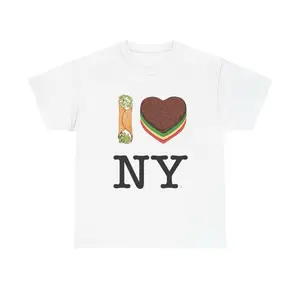 Unisex Heavy Cotton Tee - I Love NY Cannoli and Cake Heart Tshirt