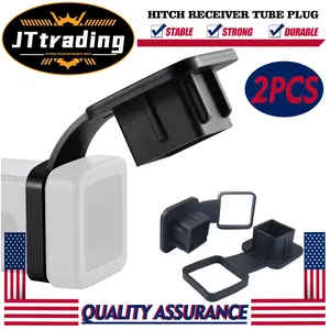 2 Pieces of Black Hitch Covers for 2 Inch Receivers Trailer Hitch Plug Cap 4-Way Flat Insert Car Exterior Accessories for Jeep Tacoma Ford Chevy GMC Dodge RAM Trucks & More
