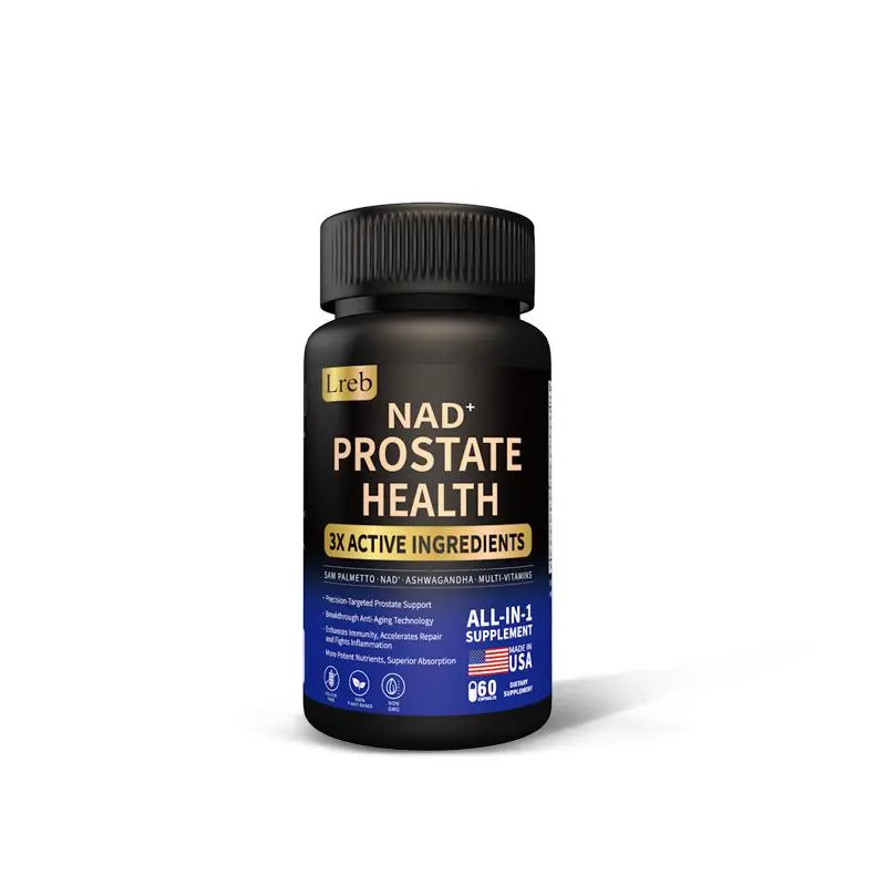 Lreb Prostate Support Supplement for Men – With Saw Palmetto, Pumpkin Seed, Pygeum, Stinging Nettle & NAD+ – Advanced Prostate Health & 12 IN 1 – Natural Herbal Formula with Vitamins D3, E & K