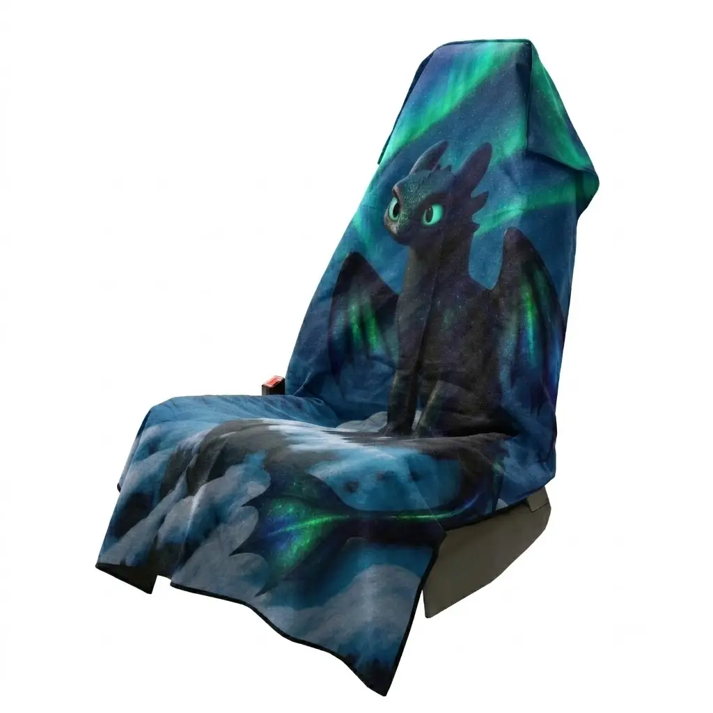 Night Fury Flannel Throw Car Seat - Toothless Dragon Aurora Print