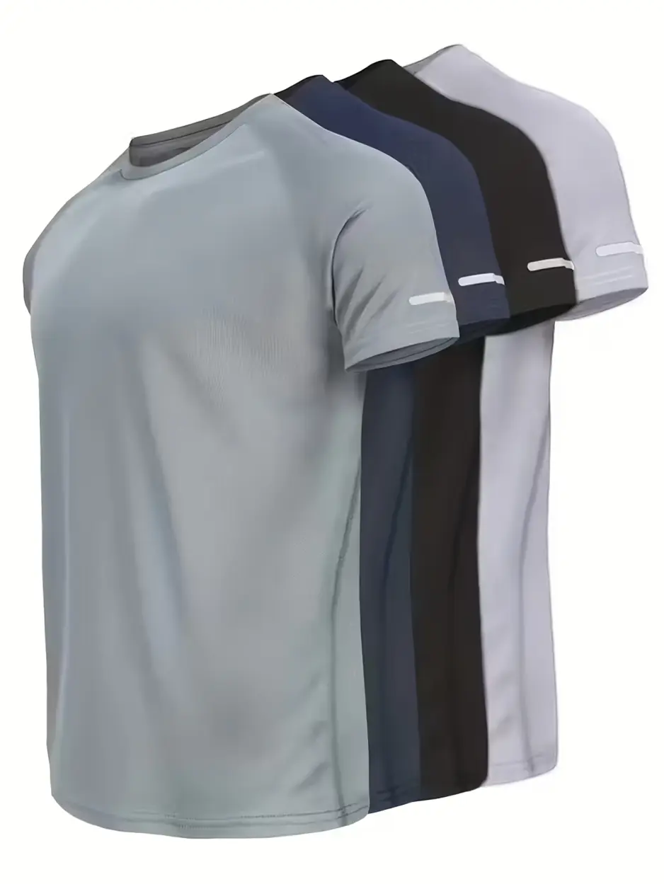 MTTYYD Men's 4-park Running Athletic Top Moisture Wicking Tee, Fitted, Fast-Drying Gym T-Shirts
