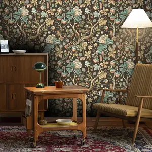 Vintage Floral Pattern Wallpaper, Decorative Wallpaper, Self-adhesive Wall Paper, Waterproof Wall Sticker, Wall Decor for Home Living Room Bedroom Study Room, Peel and Stick Wallpaper Designs