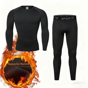 2-Piece Men's Thermal Underwear Set - Black Sports Underwear, suitable for outdoor sports, skiing, and cold weather; winter thermal set.