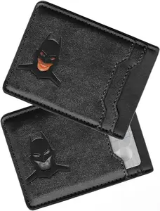 Leather Hero ID Wallet for Men and Woman - Stylish Superhero Design, Durable Bifold Wallet with Multiple Card Slots, Cash Compartment, and Iconic Logo - Gift for All (Batmen)