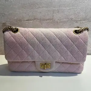Pre-owned CHANEL TWEED Crossbody Bags CF jumbo，double flap golden metal