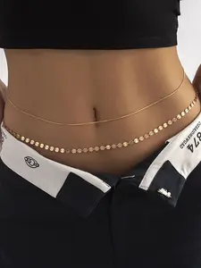 2pcs Belly Chain Silver Gold Waist Chain for Women Waist Jewelry for Women Gold Belly Chains Stomach Jewelry Sexy Body Chains non Tarnish Waterproof Summer Jewelry Trendy