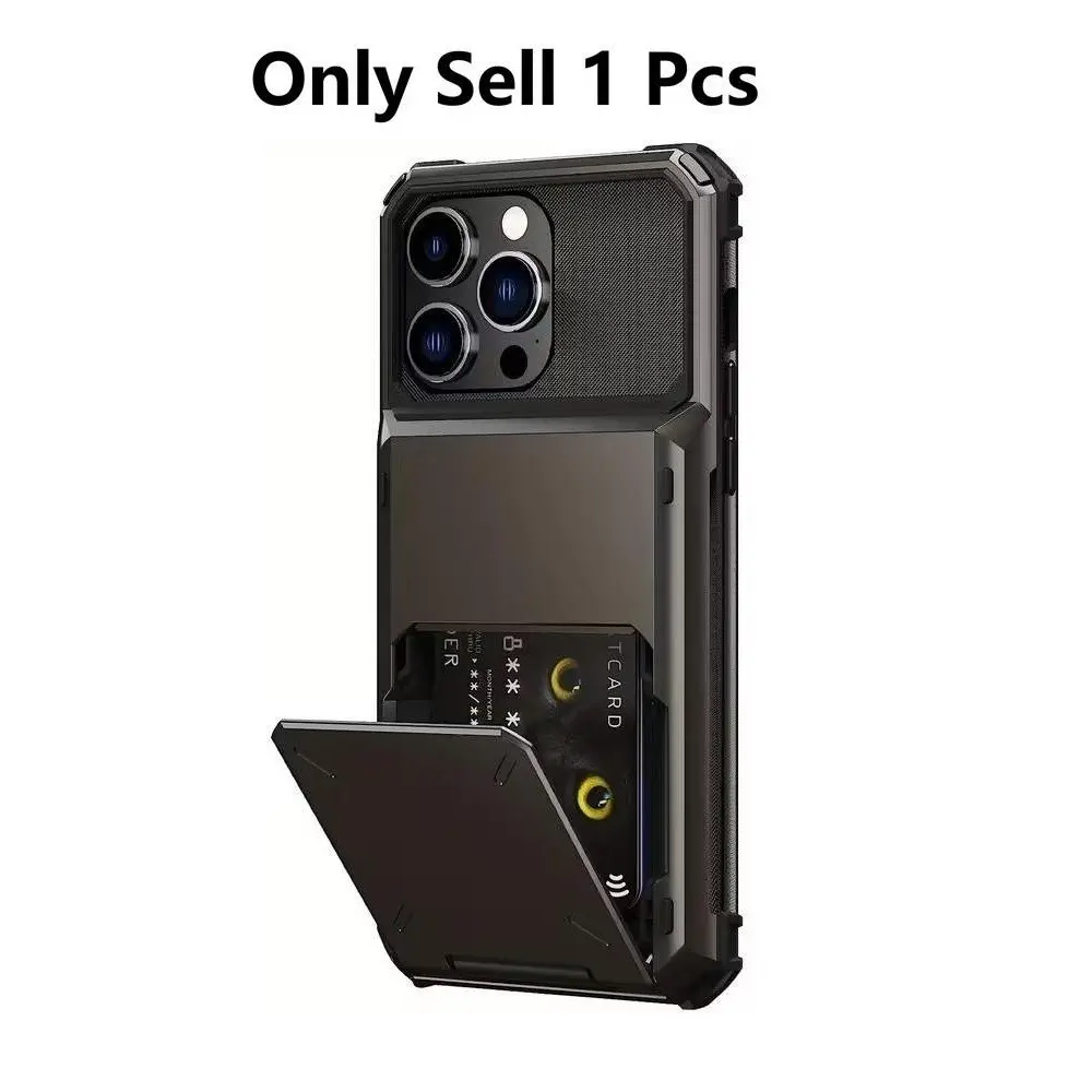Flip card slot protective Phone case, Shockproof Lightweight Cover, for iPhone 17/16E/16/15/14/13/12, wallet cover with 4-card credit card clip, ID slot, scratch resistant shockproof protective hard case, TPU buffer case