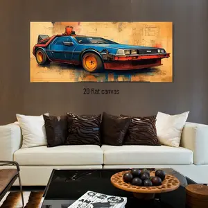 1Pcs Retro Futurism Back to the Future Time Machine Canvas Wall Art Unframed Modern Home Decor Movie Theme Mural for Living Room Study Bedroom Wall Art