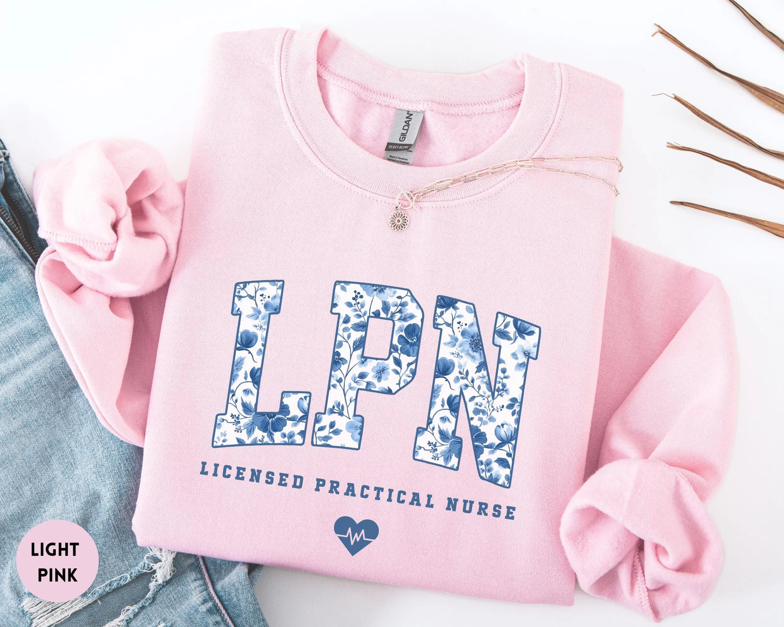 Licensed Practical Nurse Short sleeved T-SHIRT / Sweatshirt , Floral LPN Crewneck, LPN Nurse Gift, Lpn Sweater, Lpn Graduation Gift