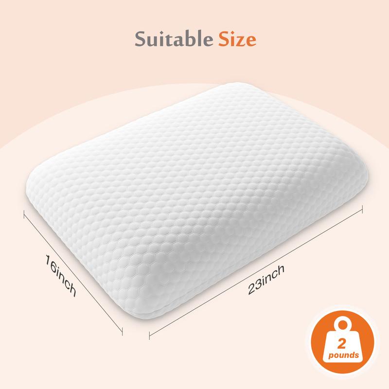 Memory Foam Pillows for Sleeping, Bed Pillows for Adults with Washable Cover and Breathable Mesh, Gel Cooling Pillow for Back and Side Sleeper Support, White