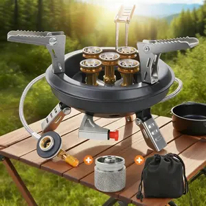 GEEKHOM Multi-Fuel Portable Camping Stove 16000W Collapsible Windproof Burner with Fuel Canister Adapter & Carrying bag for Outdoor Cooking Backpacking Emergency Use