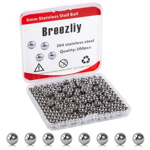 Hardware supplies (200 Pieces) Breezliy- 6mm (0.236") Precision Steel Bearing Balls G25 304 Stainless Steel Ball