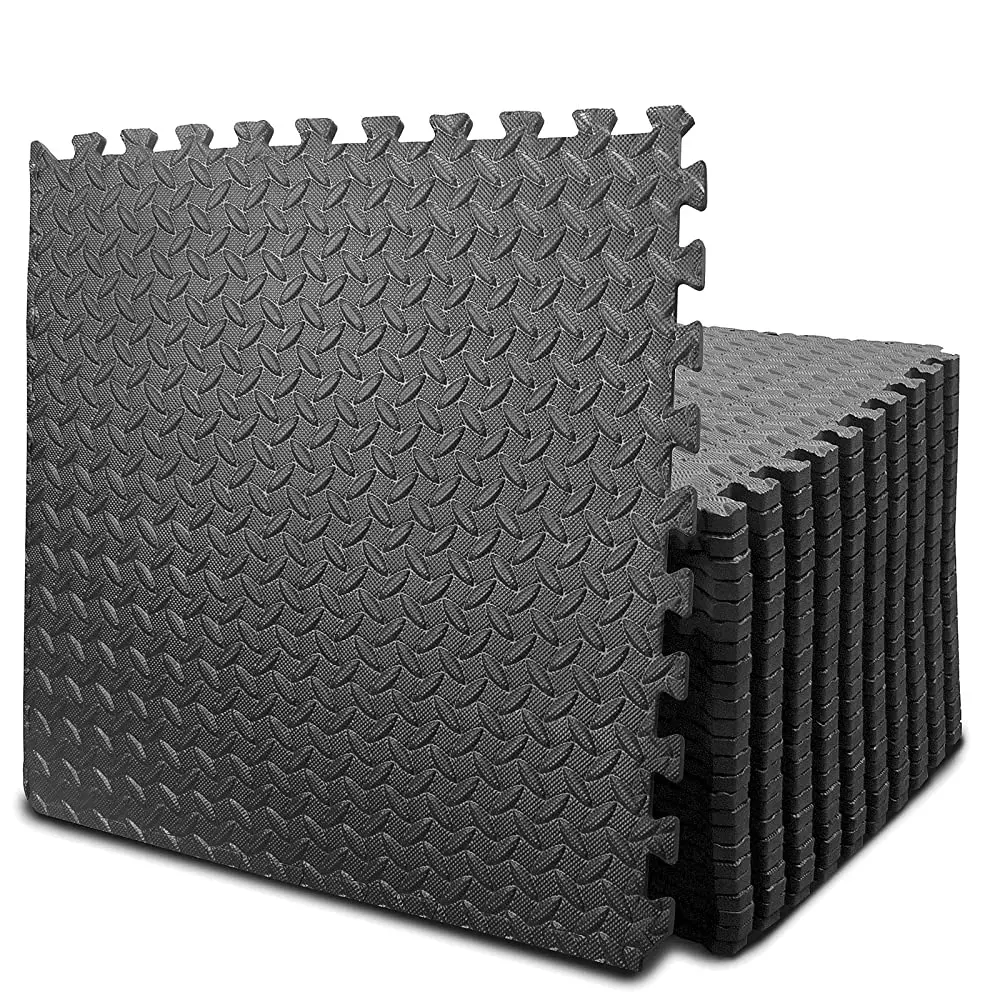 Puzzle Exercise Mat with 48 Tiles Interlocking Foam Gym Mats, 24'' X 24'' EVA Foam Floor Tiles, Protective Flooring Mats for Gym Equipment