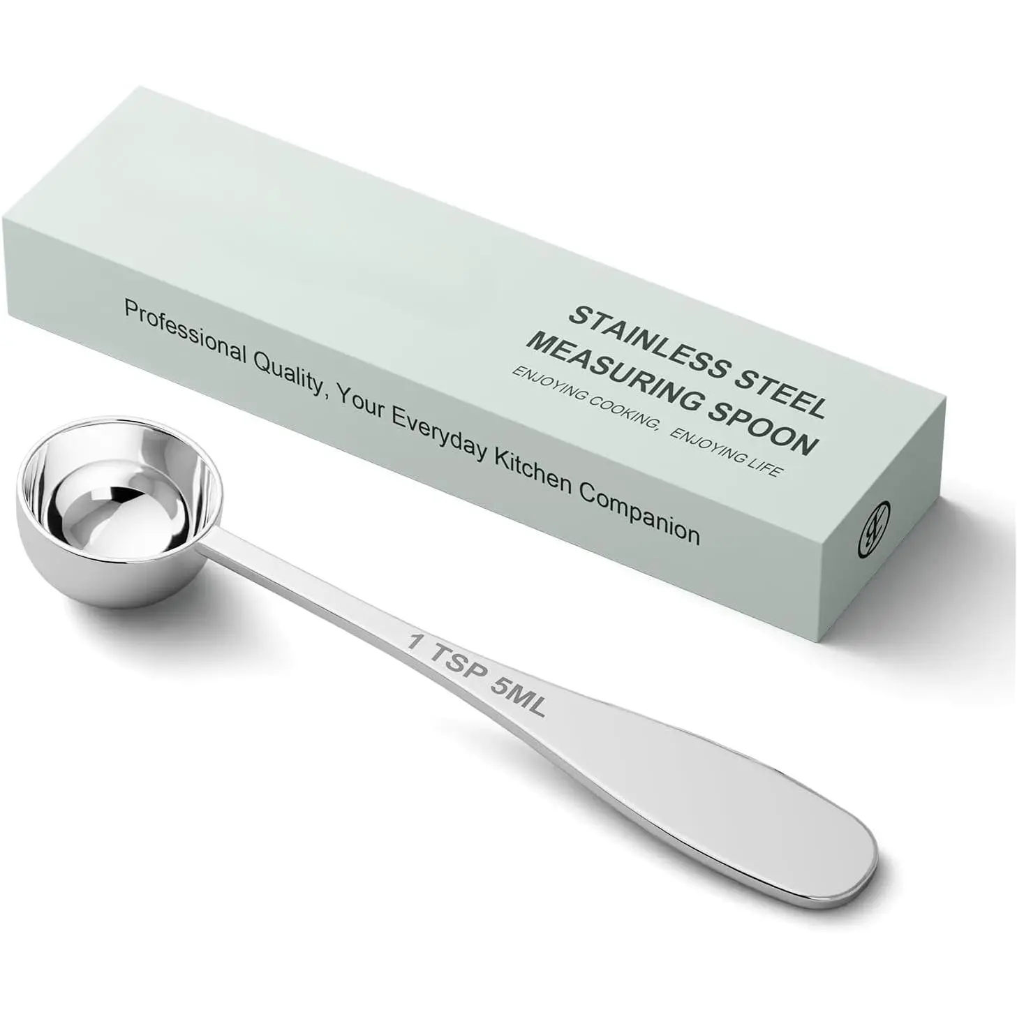 Kitchen Round Measuring Spoon Utensils - 1PCS Stainless Steel 1tsp(1/3tbsp, 5ml) Individual Measure Scoop with Gift Box, Scale