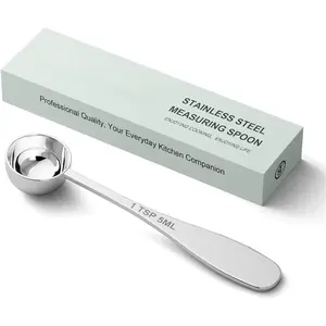 1PCS 1tsp(1/3tbsp, 5 ml) Single Measuring Spoon, Stainless Steel Individual Teaspoon, Metal Measure Scoop with Gift Box