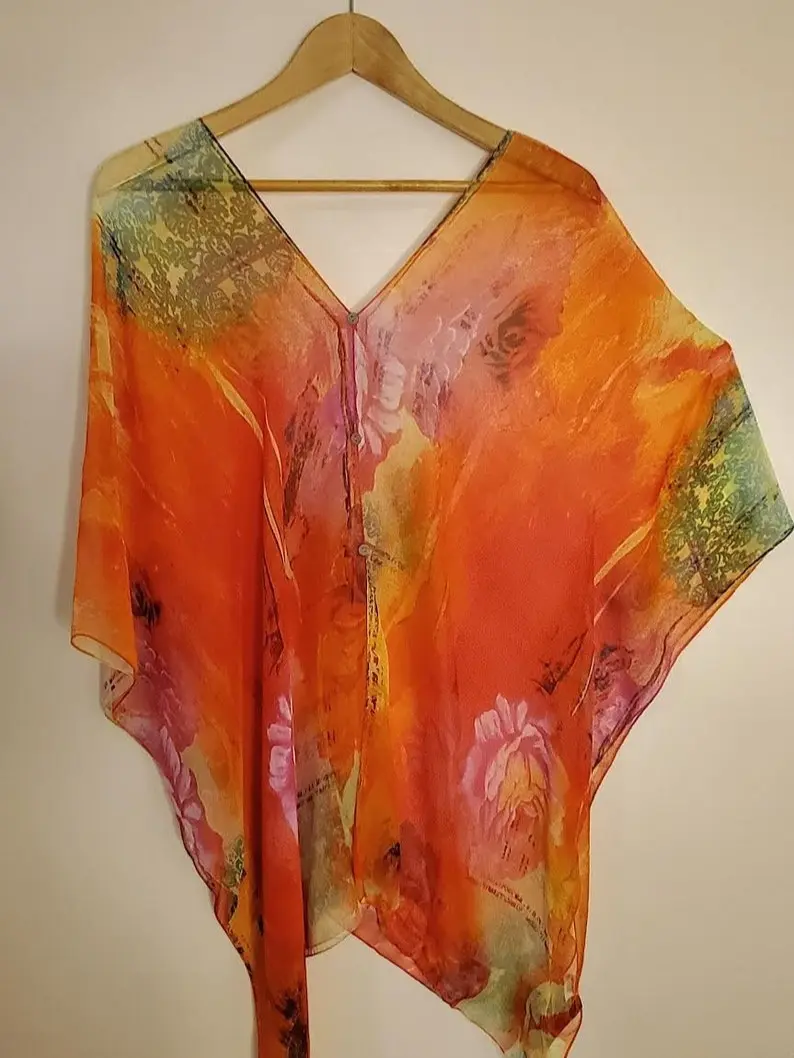 Versatile Floral 7 Way Sheer Poncho For Women, Kimono Duster, Stylish Top, Women's Summer Shawl, Sheer Boho Wrap, Beach Cover Up