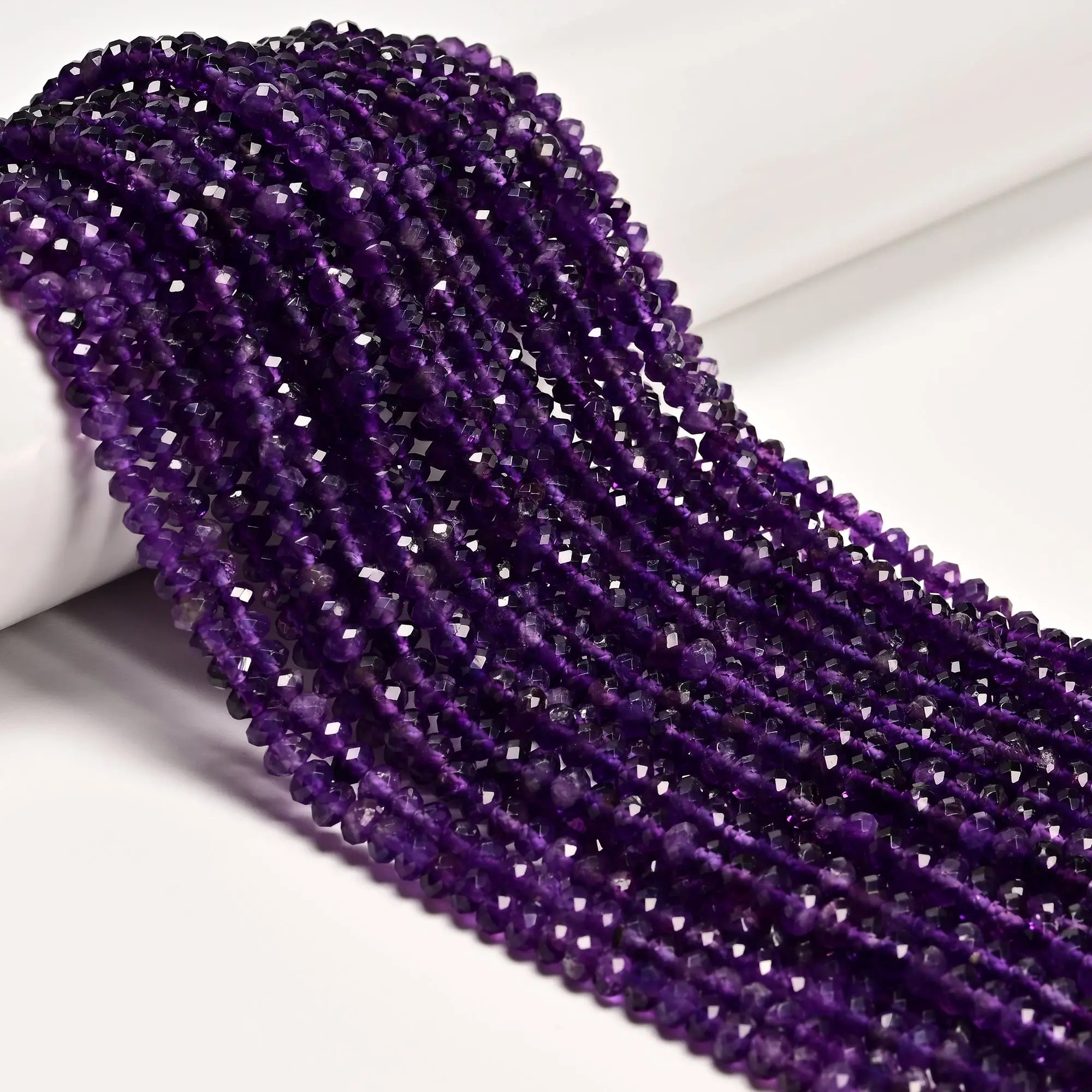 Natural Amethyst Faceted Rondelle Beads Size 3x5mm 15.5" Strand