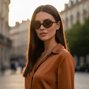 Oval Retro Glasses Tortoise Shell Frame Brown Lenses